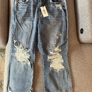 Distressed Blue Jeans